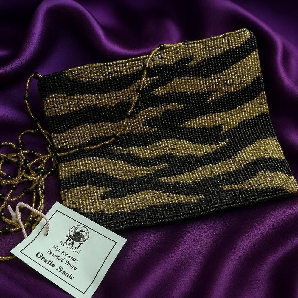 Handmade Gold Black Leopard Print Beaded Crossbody | Delicate & Stunning | NWT